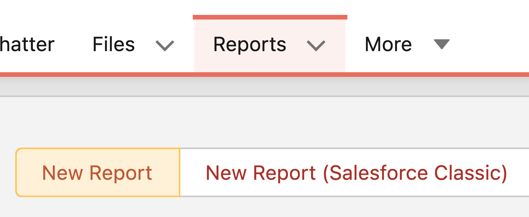 An image of the new report button for a Classy for Salesforce report