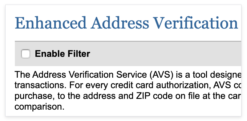 image of the enable filter checkbox for AVS
