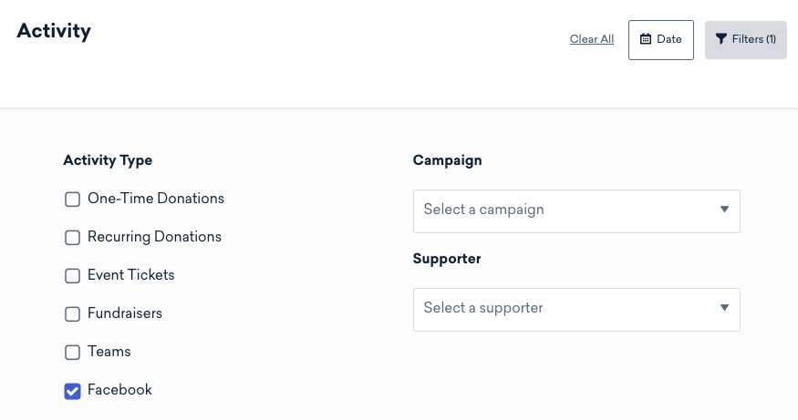 Home page filters