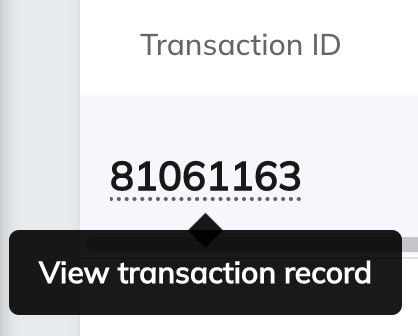 Screenshot of the Transaction ID in Classy Manager