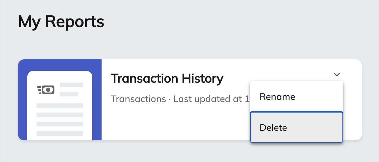 Screenshot of the delete report button