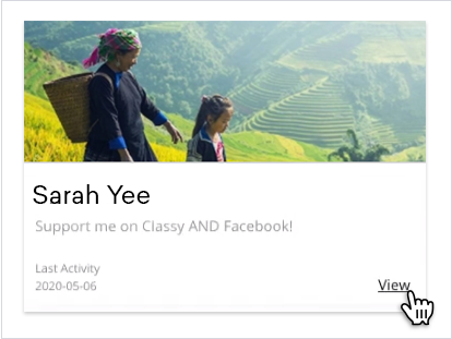 an image of the view link for a facebook fundraising page