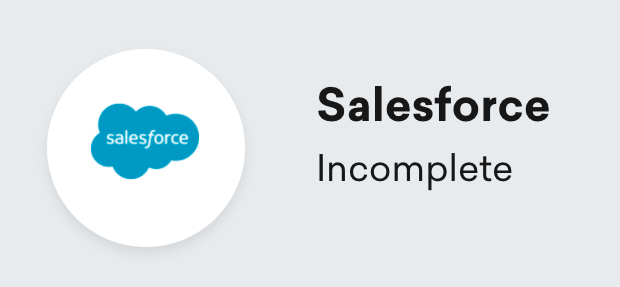 screenshot of an incomplete salesforce integration