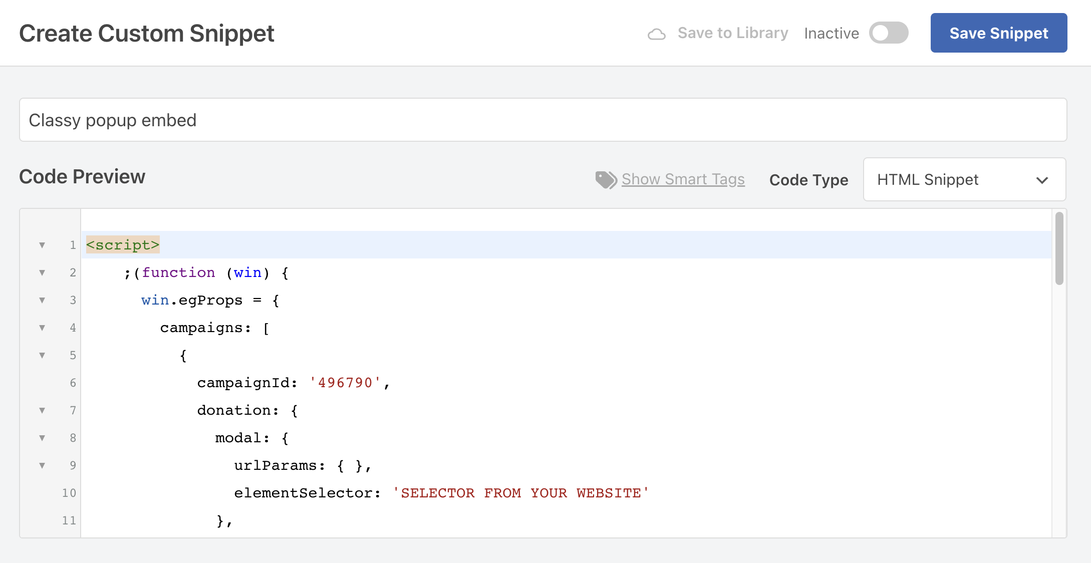Code embed pasted into a Wordpress site's footer