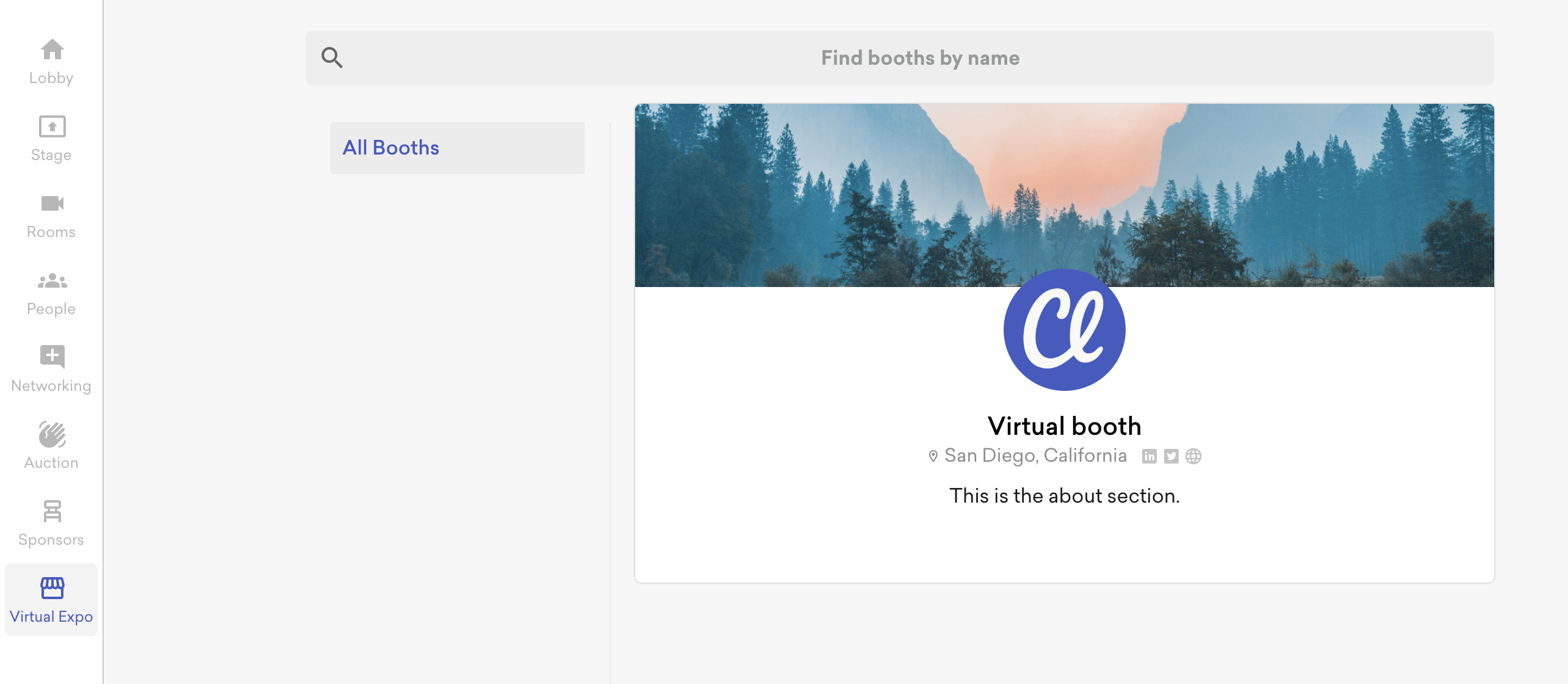 Screenshot of the virtual expo
