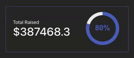 image of progress circle representing the percentage of goal raised and listing the total amount raised
