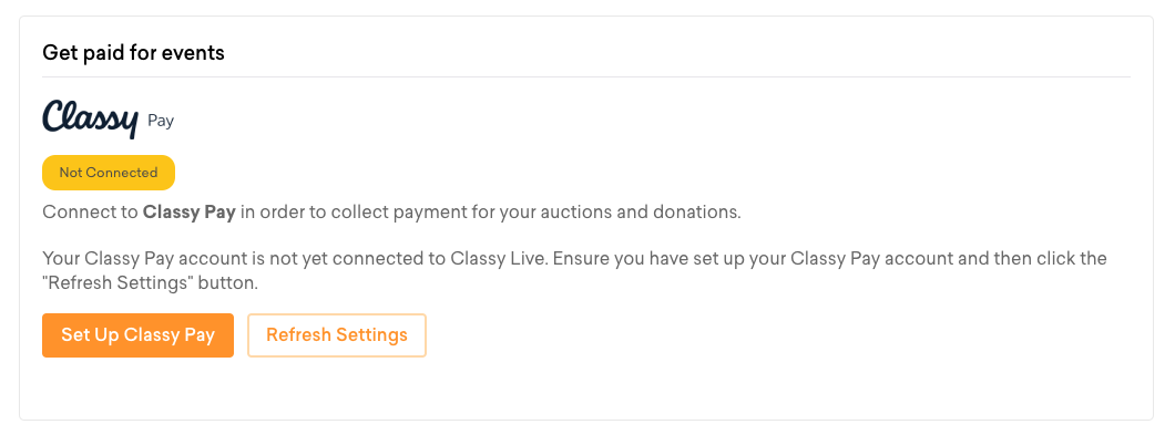 screenshot of the billing page in Classy Live