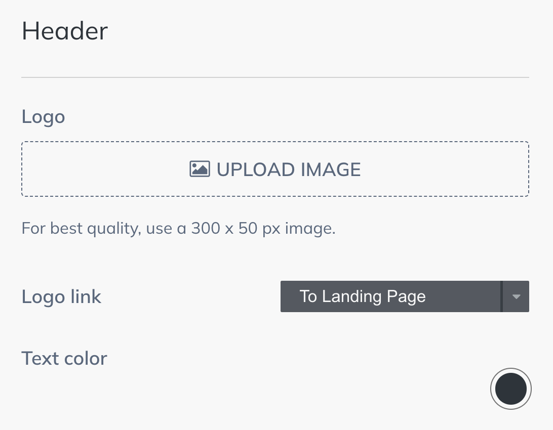 Screenshot of the header logo options