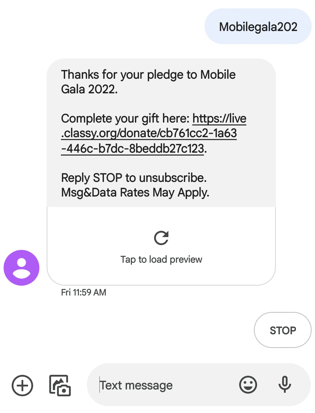 Screenshot of a sample text