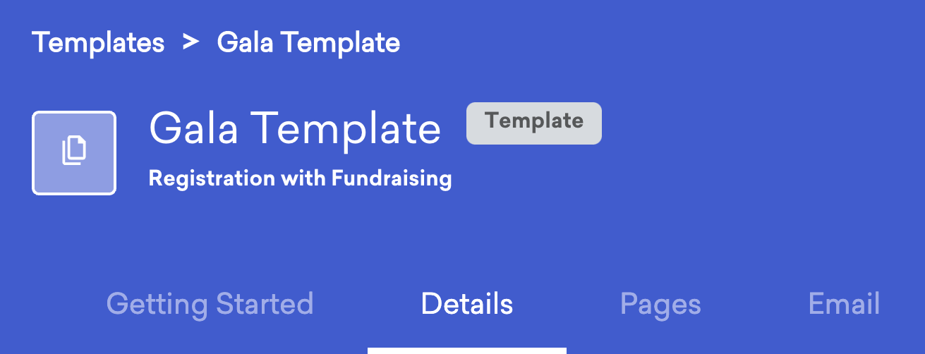 Screenshot of the campaign template tabs
