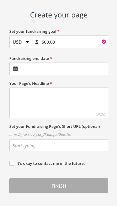 image of creating your fundraising page