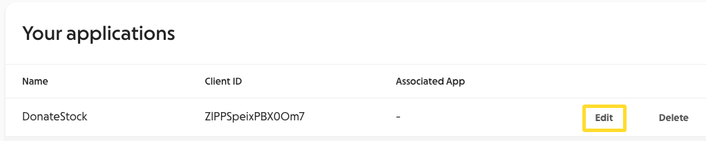 image of editing an app in the GoFundMe Pro API