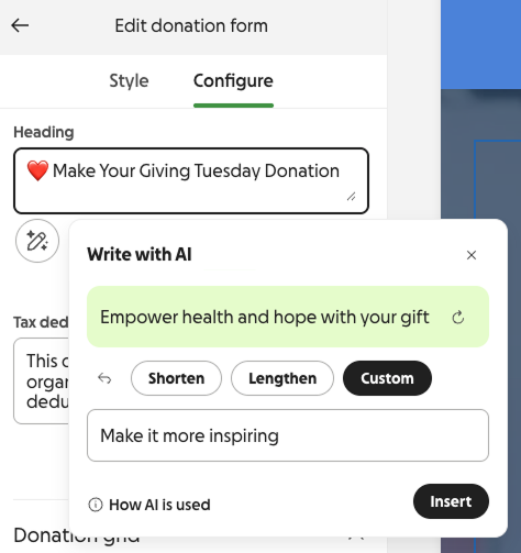 image of custom instructions during text generation