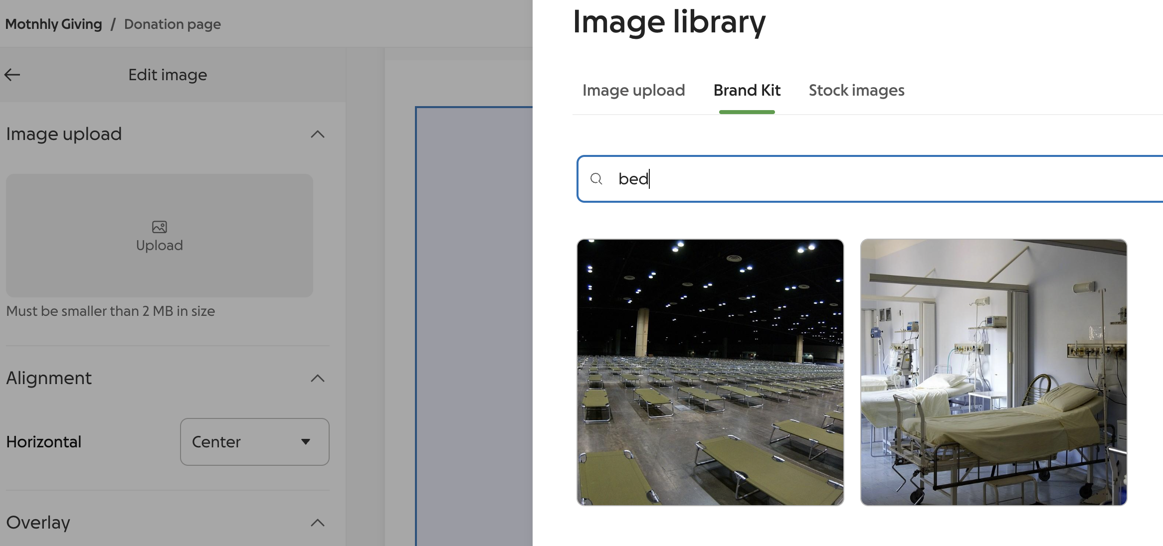 screenshot of uploading an image with brand kit