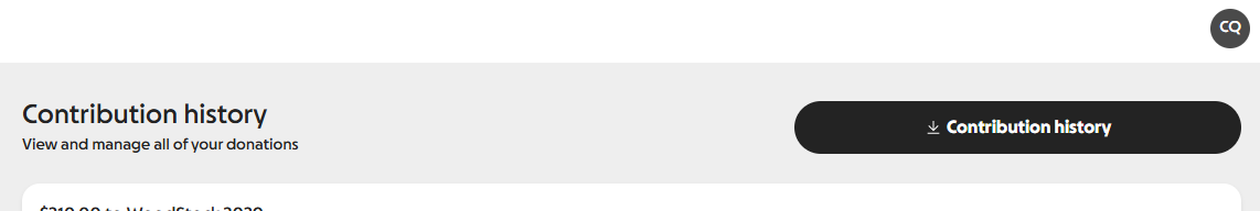 screenshot of contribution history download button in Supporter Center