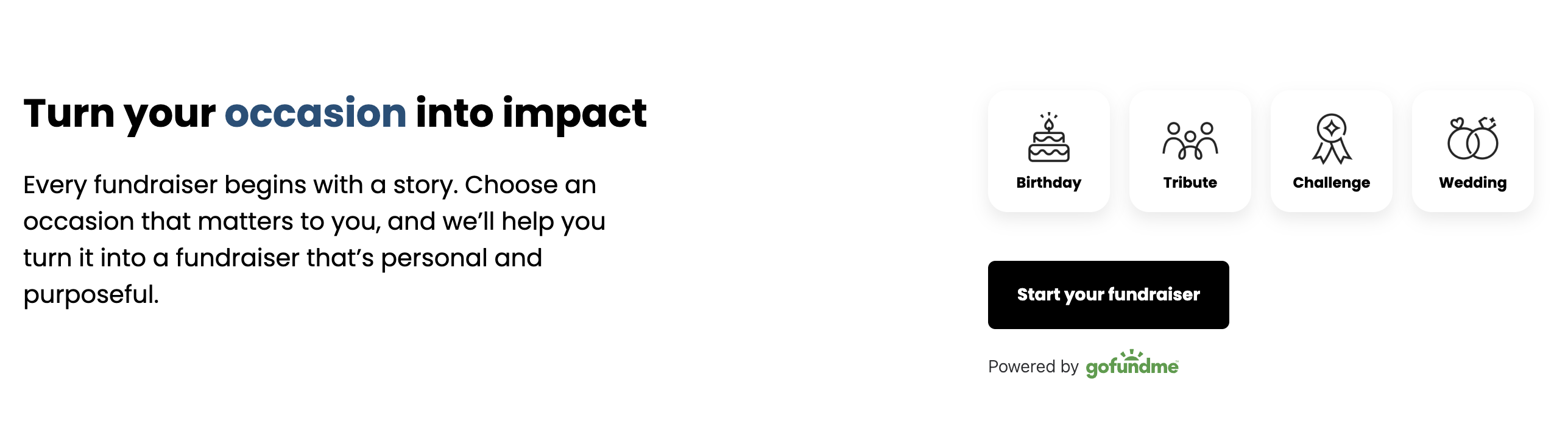 screenshot of moments available on a GoFundMe peer-to-peer campaign