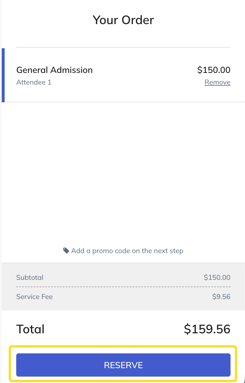 screenshot of reserve button that can be customized in event settings